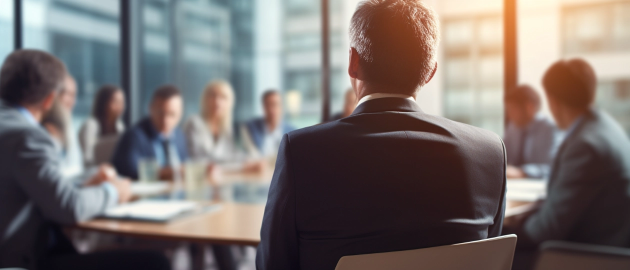 a group of business workers sitting around a table